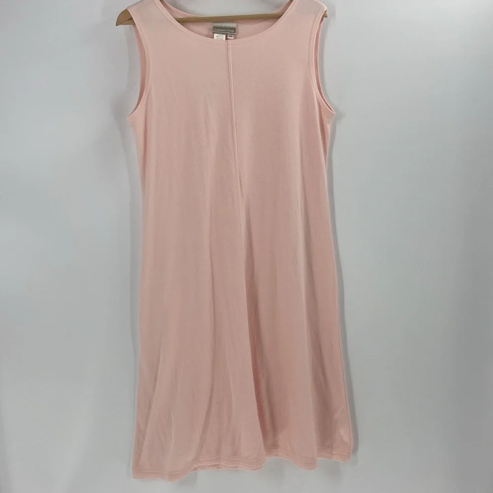 Coldwater Creek soft pink cotton blend  shift dress sleeveless summer womens